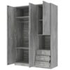 2 Doors Wardrobe Storage For Bedroom With Shelves And 3 Drawers - Gray - Image 5