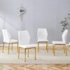Luxury Simple Chair (Set of 4) Material High Resilience Dining Chair - White / Gold - Image 4