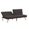 Faux Linen Wood Frame Futon Sofa Bed With Stainless Legs - Espresso - Image 6