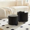 Modern Nesting Coffee Table Set With Walnut Veneer - 2 Pieces For Living Room - Black - Image 6