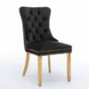 Nikki - Modern, High-End Tufted Solid Wood Contemporary Velvet Upholstered Dining Chair With Golden Stainless Steel Plating Legs, Nailhead Trim (Set of 2) - Black - Image 3