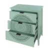 3 Drawer Storage Cabinet With Hollow Carved Design And Metal Handles, Chest For Entryway, Living Room Or Bedroom - Light Green - Image 13