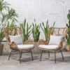 Outdoor Rattan Accent Chair With Metal Legs - Brown - Image 9