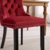 Classic Velvet Dining Chairs, High-End Tufted Solid Wood Contemporary Velvet Upholstered Dining Chair With Wood Legs Nailhead (Set of 2) - Burgundy - Image 12