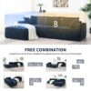 2 Pices Free Combination Minimalist Style Modular Sectional, Wrinkle Resistant Couch Set L Shaped Compressed Sofa For Living Room - Dark Blue - Image 20