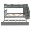 Full Over Full Stairway Bunk Bed With Twin Size Trundle, Storage And Guard Rail For Bedroom - Gray - Image 3