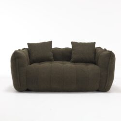 Soft Beanbag Chair With High Resilience Foam Core For Two People - Olive Green