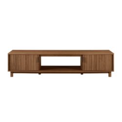 Modern Fluted Door Minimalist TV Stand For TVs Up To 80" - Mocha