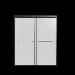 Semi-Frameless Double Sliding Shower Door, Bypass Shower Door, Tempered Glass Door - Black