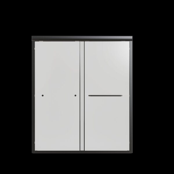 Semi-Frameless Double Sliding Shower Door, Bypass Shower Door, Tempered Glass Door - Black