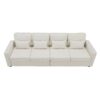 4 Seater Modern Linen Sofa With Armrest Pockets And 4 Pillows, Minimalist Style Couch - Beige - Image 3
