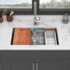 33" Undermount Kitchen Sink Single Bowl Ledge Workstation In 16 Gauge Stainless Steel - White - Image 4
