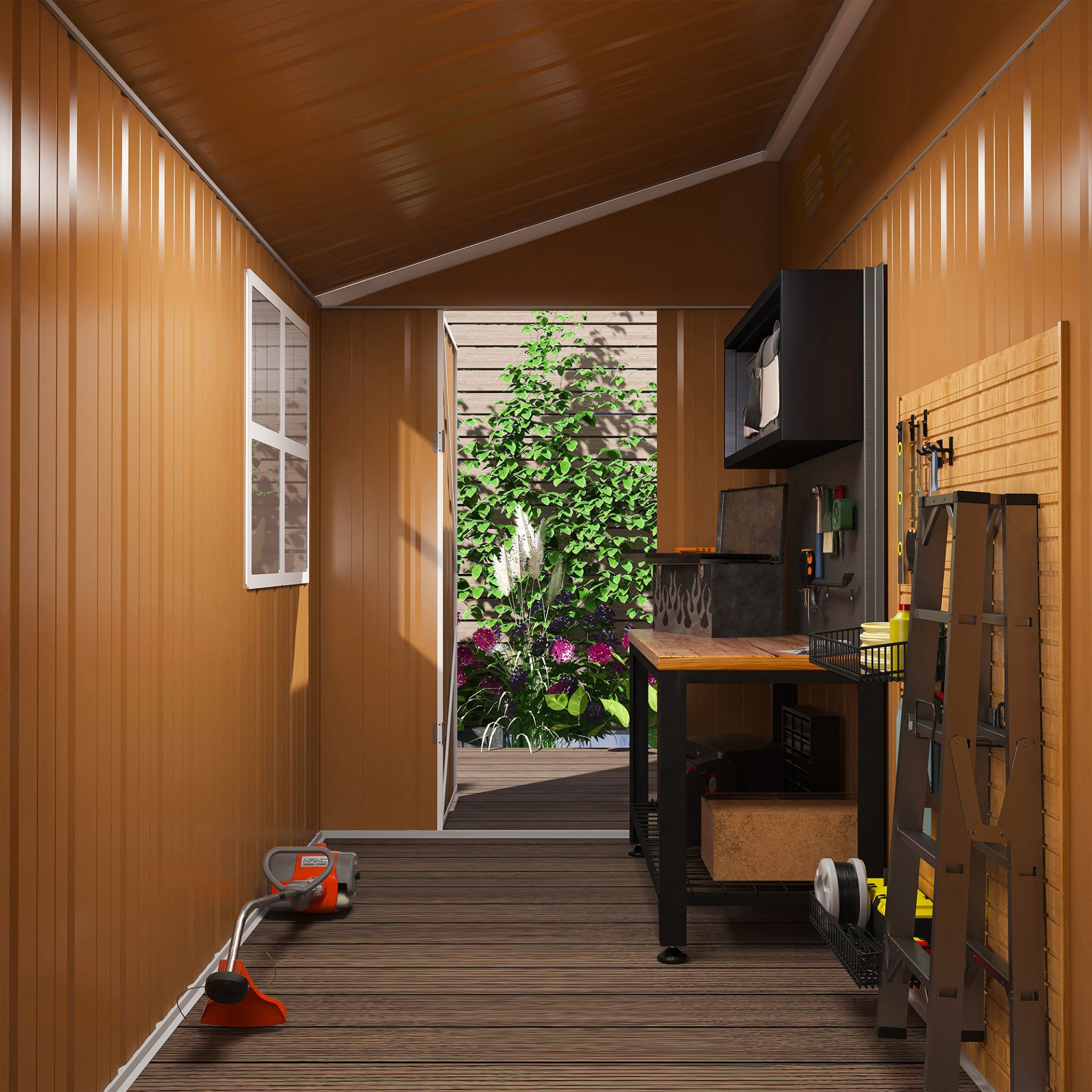 Heavy Duty Storage Shed With Double Doors And Ventilation Weatherproof Outdoor Garden Shed - Brown - Image 6