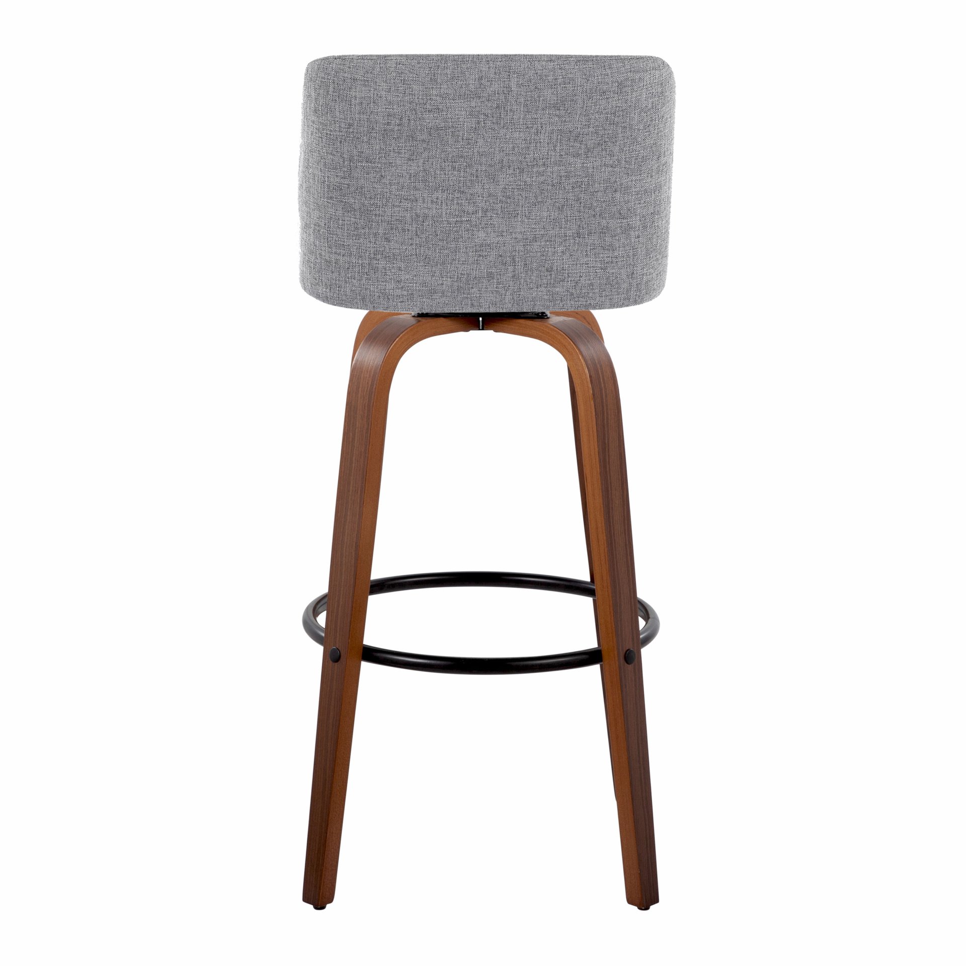 Toriano - Mid-Century Modern Fixed Height Barstool With Swivel And Round Footrest (Set of 2) - Walnut / Gray - Image 5