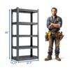 Industrial Heavy Duty 5 Tier Metal Garage Shelving Unit, 2000Lbs Capacity, Adjustable Storage Rack, - Brushed Nickel - Image 21