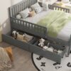 Full Size Platform Bed With Guardrails On Both Sides And 2 Storage Drawers - Gray - Image 3