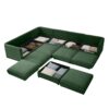Large Modular Sectional Sofa With Storage Cylindrical Backrest And Armrests 6 Seats Chenille - Green - Image 6