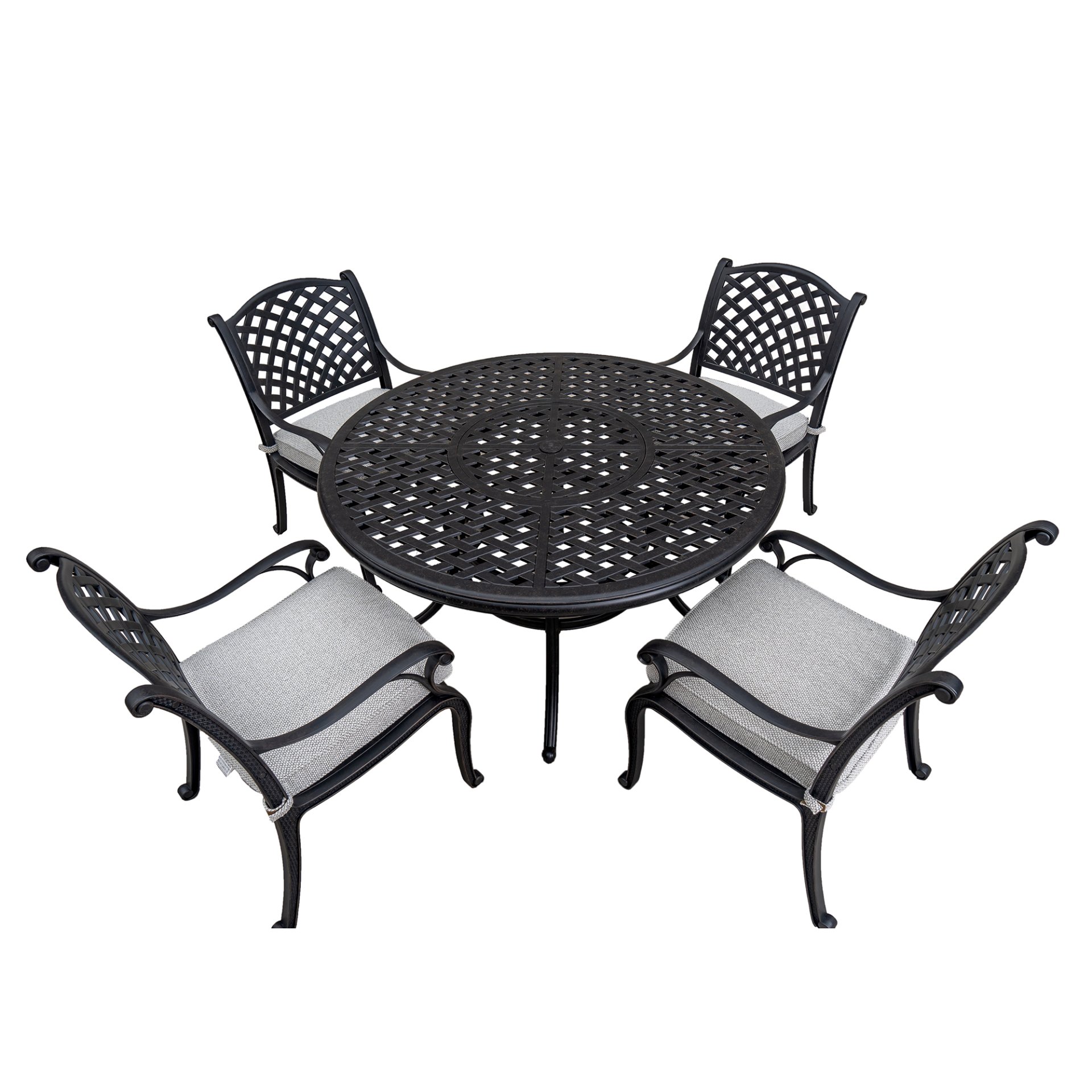 Stylish Outdoor 5 Piece Aluminum Dining Set With Cushion (4 Arm Chairs And Table) - Sandstorm - Image 3
