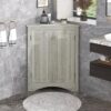 Triangle Bathroom Storage Cabinet With Adjustable Shelves, Freestanding Floor Cabinet For Home Kitchen - Oak - Image 8