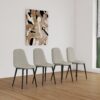 Modern Spoon Shape Dining Chairs (Set of 4) With Linen Upholstered Seat And Metal Legs - Light Gray - Image 2