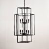 8 Light Metal Lantern Tiered Pendant Hanging Light Fixtures, Industrial Farmhouse Adjustable Height Chandeliers For Dining Room Hallway Foyer Entryway (E12 Bulbs Not Included) - Matte Black - Image 10