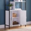 Six Shelf Modern Bookcase With Two Door Storage Cabinet With Two Shelves - White / Black - Image 2