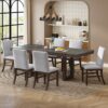 Topmax - 7 Piece Traditional Extendable Dining Table Set With Butterfly Leaf And 6 Upholstered Dining Table Set - Brown - Image 3
