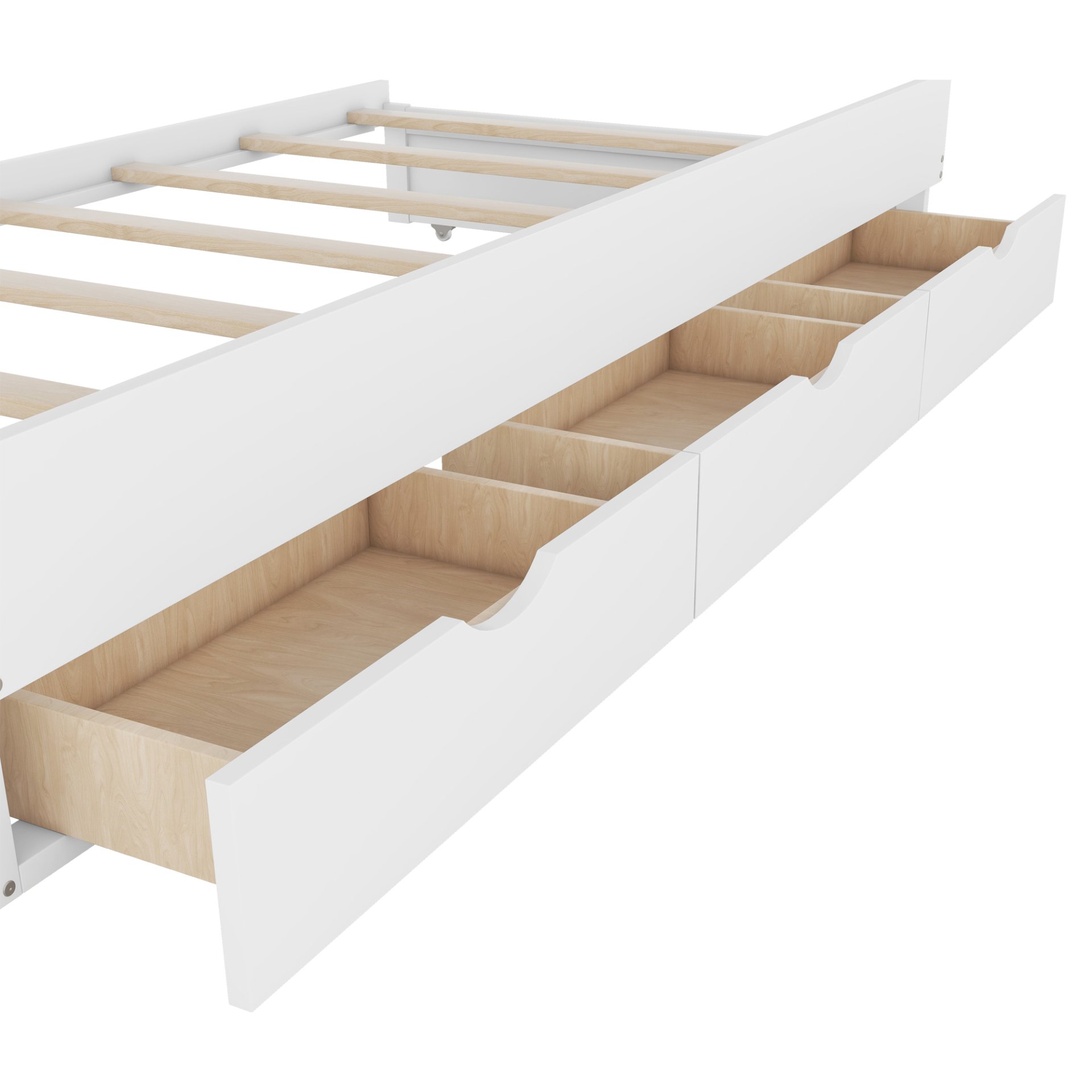 Full Size LED Platform Bed With Trundle With Storage Headboard With Drawers - White - Image 11