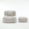 Modern Indoor Fluffy Bean Bag Chair With Memory Foam And Ottoman Super Soft Velvet - Light Gray - Image 17