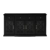Classic Fretwork Detailed Glass Door Sideboard - Black - Image 2