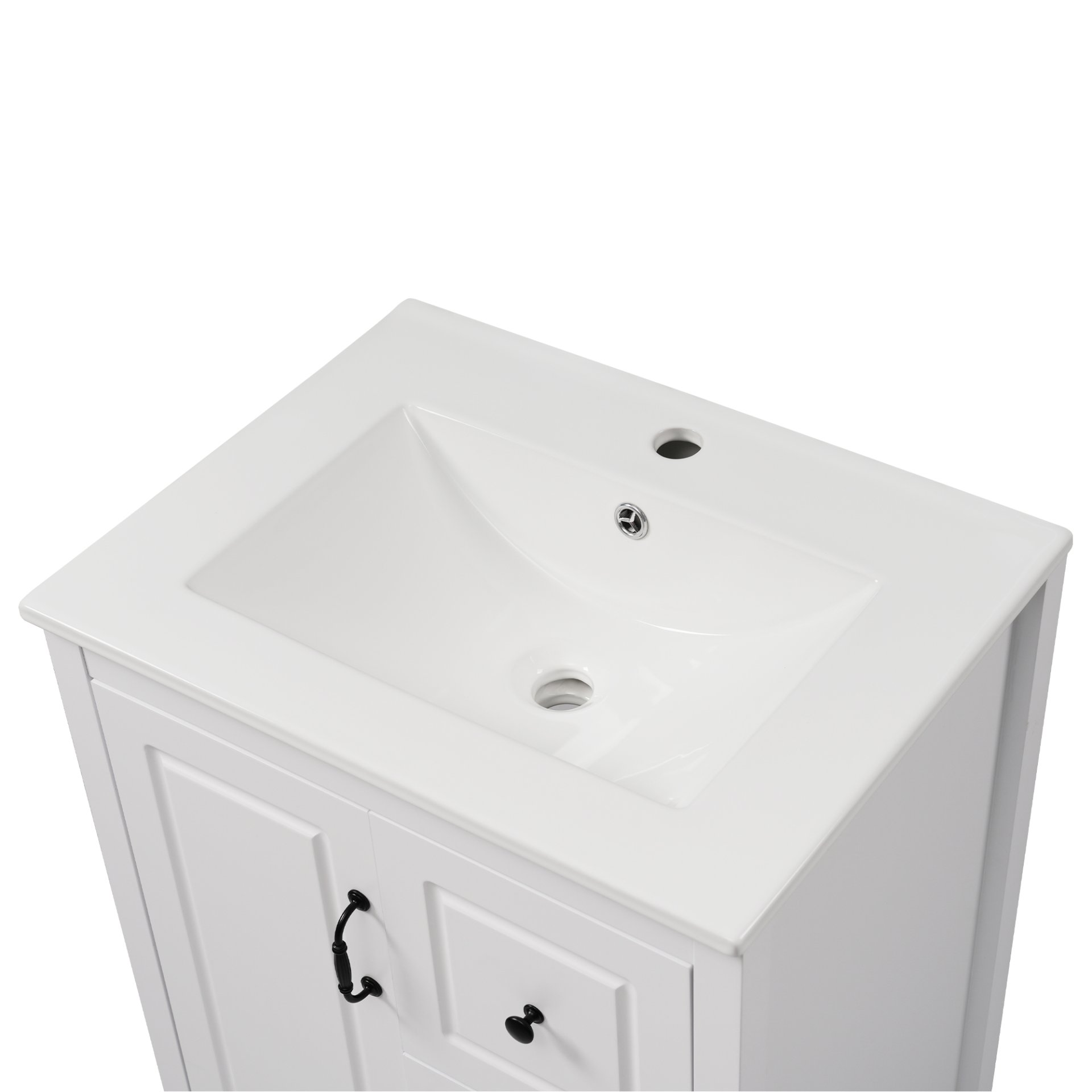Retro Bathroom Vanity With Sink, Soft Closing Cabinet & Drawers - White - Image 19