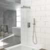 Dual Shower Head System With Rough In Valve, 10" Square Design - Brushed Nickel - Image 2