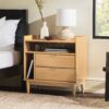 Mid-Century Modern Solid Wood 2 Drawer Gallery Nightstand - Black - Image 2