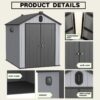 Modern Resin Plastic Storage Shed 6X8Ft For Backyard Garden Tool Storage - Black / Gray - Image 5