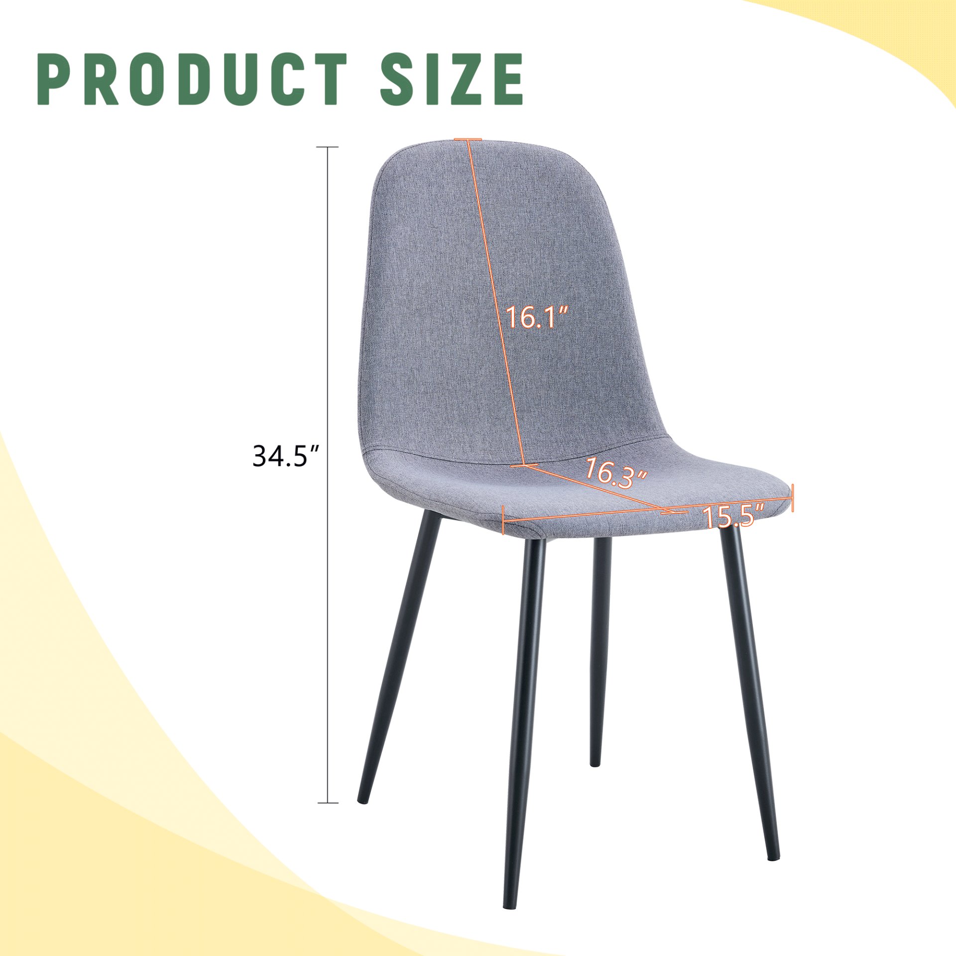 (Set of 4) Fabric Back And Metal Combined Spoon Chairs Perfectly Matching Minimalist And Scandinavian Style Homes - Gray / Black - Image 3