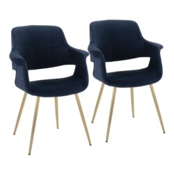 Vintage Flair - Glam / Art Deco Chair (Set of 2) - Gold / Blue