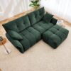 Modern Fabric 2 Seater Sofa With Ottoman Minimalist Design - Green - Image 3