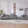 Oversized Modular Sectional Sofa, Luxury Boucle Floor Couch Set, Convertible Sleeper Couch, Spacious Foam-Filled Sofa Bed, 3 Piece Free Combination - Gray - Image 7