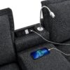 Modern Sectional Cloud Sofa With Console USB Charger Reading Light Cup Holder, Wide Seat 4 Seat Modular Couch Storable Indoor Funiture - Dark Gray - Image 11