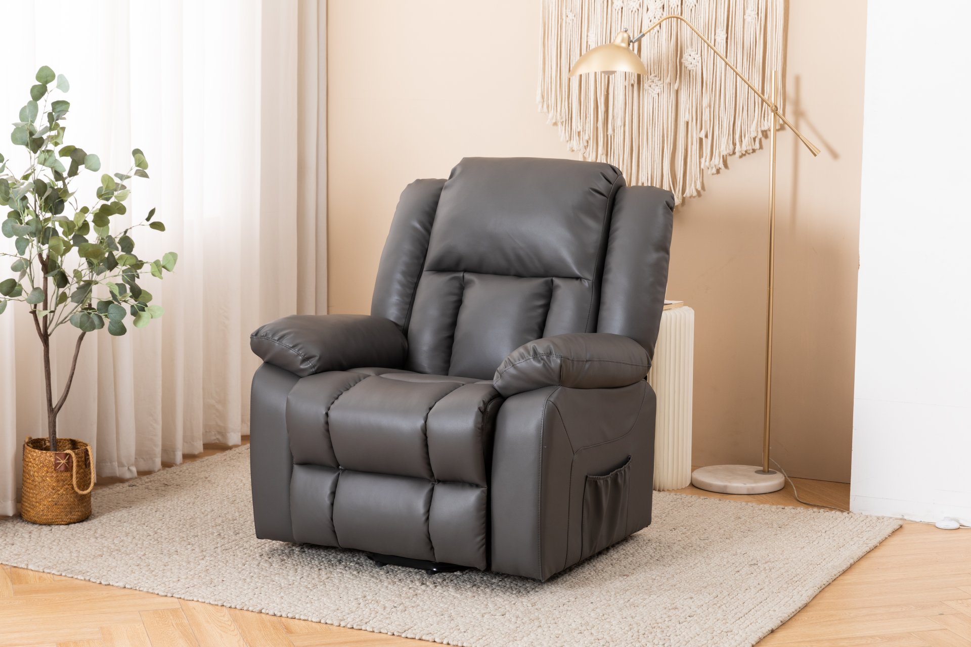 Electric Power Massage Recliner Chair - Dark Gray - Image 4