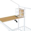 Full Size Bed House Frame With Desk, Shelves, Power Outlets And USB Ports - White - Image 13