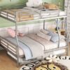 Full Long Over Queen Metal Bunk Bed With Trundle - Silver - Image 17