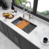 Workstation Kitchen Sink Single Bowl Undermount 16 Gauge With Cutting Board And Accessories - Gunmetal Black - Image 2