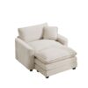 Comfortable Single Chair Deep Seat Sofa With Footstool And Pillow Light Accent Chair For Living Room And Bedroom - Beige - Image 6