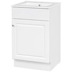 20" Bathroom Vanity With Sink, Freestanding Cabinet With Door Shelf And Adjustable Shelf, And Ceramic Construction - White