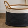 Francis - Cotton Round Laundry And Storage Basket - White / Brown / Gray - Image 5