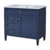 Bathroom Vanity With Top Sink, Modern Bathroom Storage Cabinet, 2 Drawers And A Tip-Out Drawer, Single Sink Bathroom Vanity - Blue - Image 14