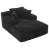 Modern Corduroy Chaise Lounge Sofa Bed With Removable Pillows, Upholstered Sleeper Sofa - Black - Image 17