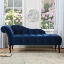 Samuel - Tufted Roll Arm Chaise Lounge - Navy Blue