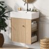 Floating Bathroom Vanity With Basin And Right Side Storage - Wood - Image 2